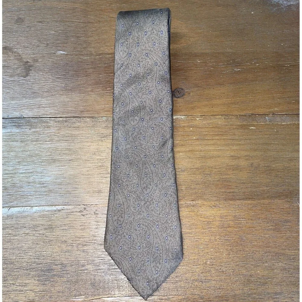Saint Laurent. YSL tie. Black Silk. Italy Brown Paisley Silk GUC